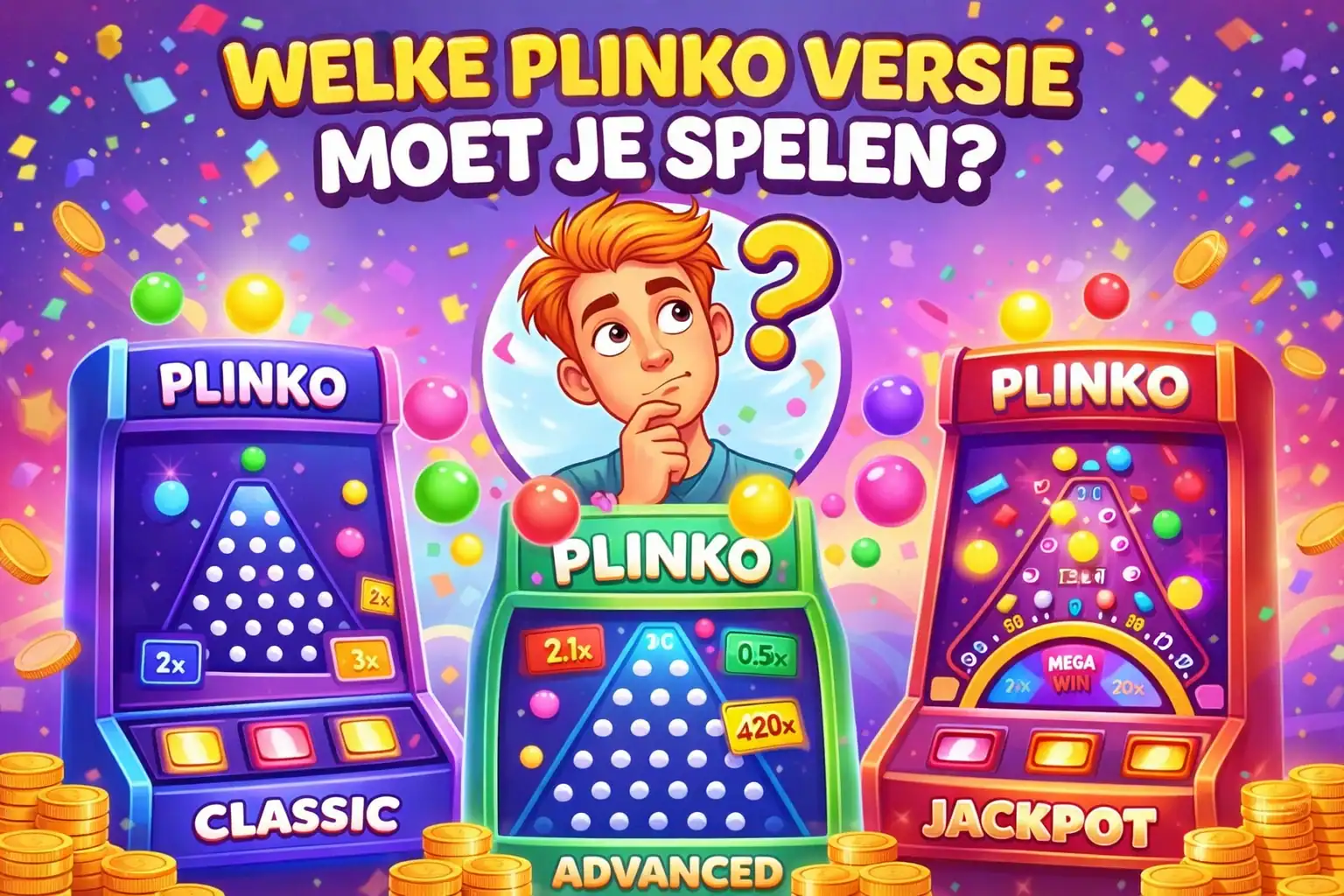 Plinko versies kiezen cartoon speler tussen classic advanced jackpot
